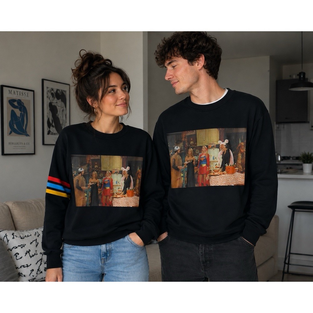 Friends TV Show‎ Halloween Costume Graphic Sweatshirt Black Stripe RARE Unisex S